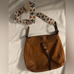 HOBO Harley Leather Shoulder Bag with Patterned Strap